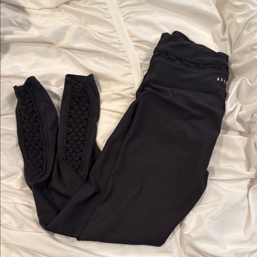 Allfenix Yoga Black Leggings with Crochet Accents